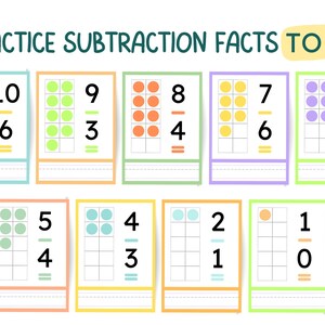 Printable Subtraction Flashcards, Facts to 10, Subtraction and Math ...