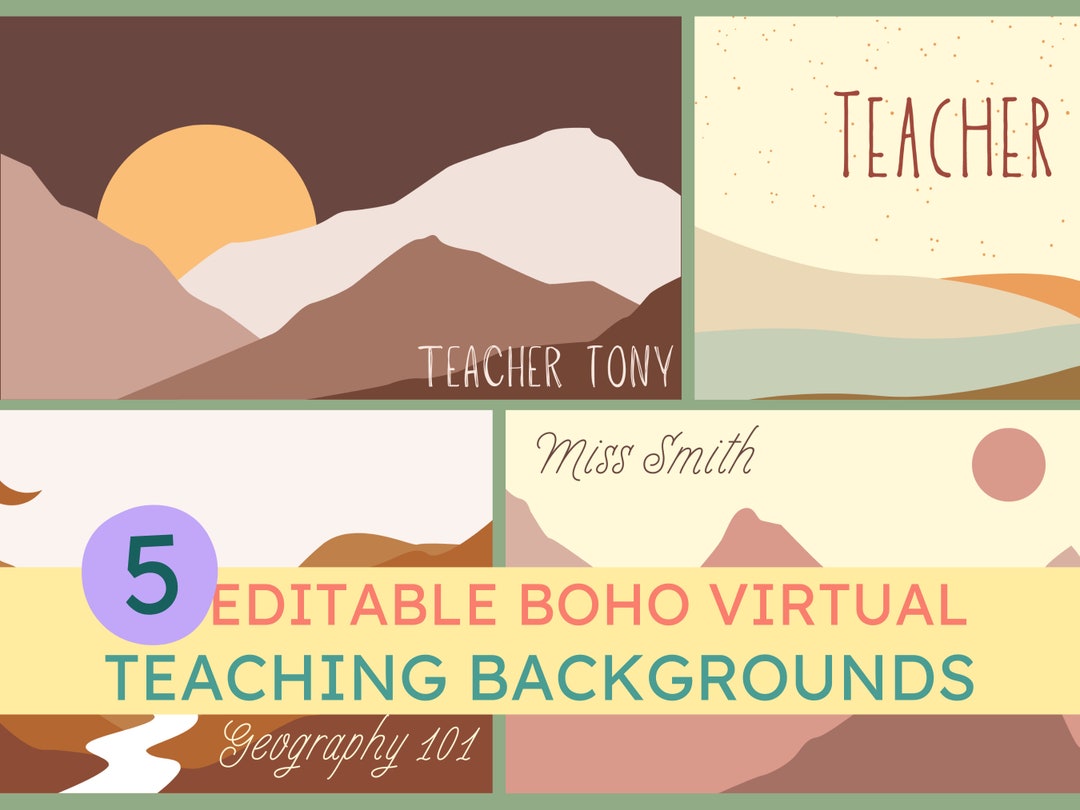 Boho Virtual Teaching Background, Online Teaching Backdrop, ESL