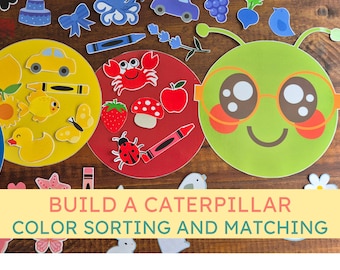 Printable Color Sorting Activity For Preschool, Build A Rainbow Caterpillar, Sort By Colour, Color Matching Worksheet For Toddlers