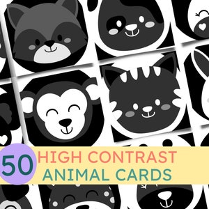 Printable High Contrast Baby Cards, Flashcards for Newborn Babies, Tummy Time Cards, Montessori Sensory, Infant Stimulation and Development