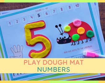 Number Play Dough Mats: Letter Tracing and Counting Practice Activity for Preschool (Printable)