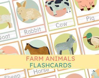Printable Farm Animal Flashcards: Montessori Letter Tracing (Digital Download)