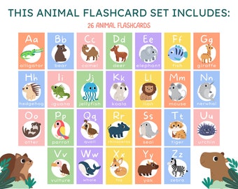 Animal Alphabet Flashcards: Fun and Bright Learning Resource for Toddlers and Preschoolers (Printable)