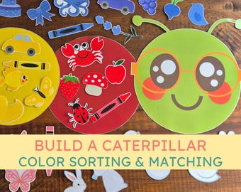 Caterpillar Color Sorting & Matching Activity: Printable Toddler and Preschool Game (PDF Download)
