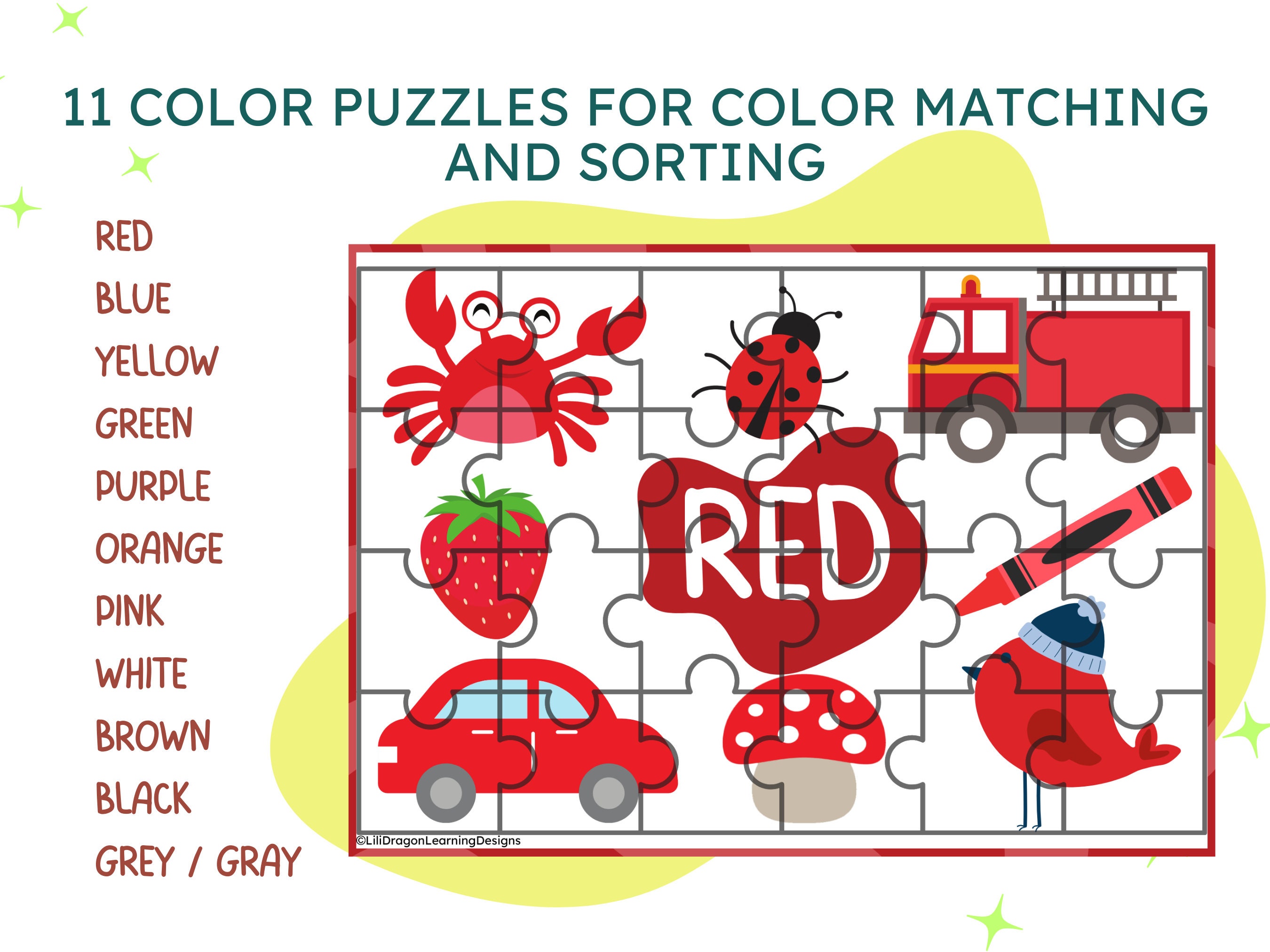 Printable Color Matching Activity, Colour Sorting Puzzles, Toddler ...