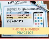 Phone Number Practice and Memorization: Important Contact Details Worksheet and Life skills Activity (PDF)