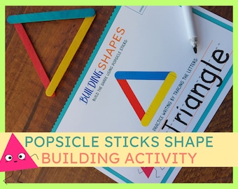 Shapes Popsicle Sticks Activity: Fine Motor Skills Worksheet (Digital Download)
