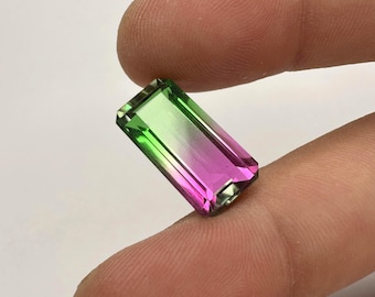 Turmalinquarz Doublette | Natürlicher Kristalledelstein | Bio-Farbgemme | 18x9x7 mm | 9 Karat | Lose Stein für die Schmuckherstellung ...!