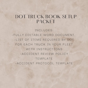 DOT FMCSA Truck Book Packet-Full Setup Requirements