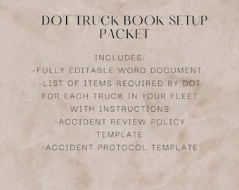 DOT FMCSA Truck Book Packet-Full Setup Requirements