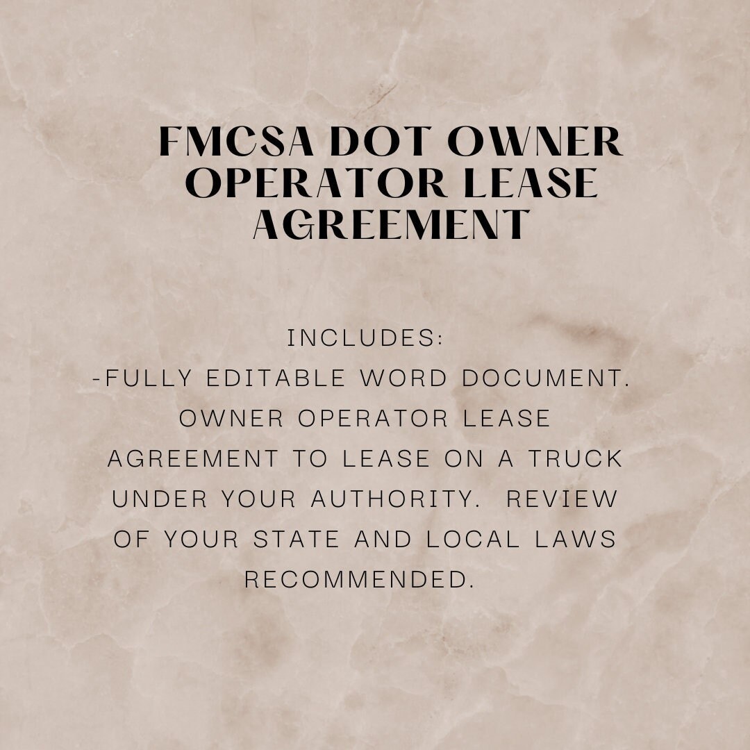 Owner Operator Lease Agreement Template Etsy Owner Operator Lease Agreement Template Etsy