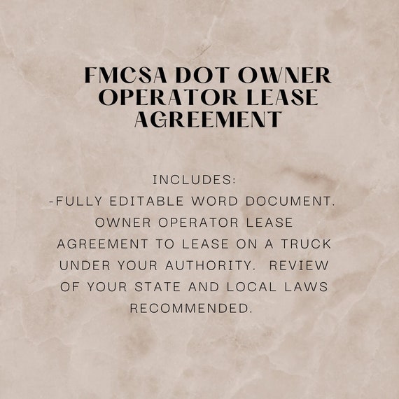 Owner Operator Lease Agreement Template