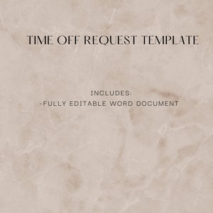 Employee Time Off Request  Form Template.  PTO.  Vacation.