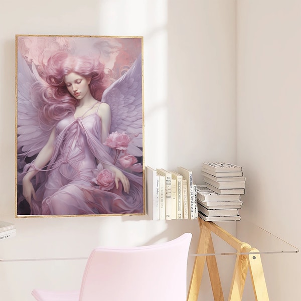 Poster de fée avec ailes d'ange, Art mural féminin - Clipart d'ailes d'ange l Téléchargement numérique instantané