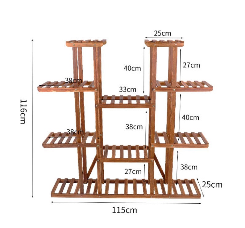 Multitier Wood Plant Stand 46in Height Wood Flower Rack Holder Shelves