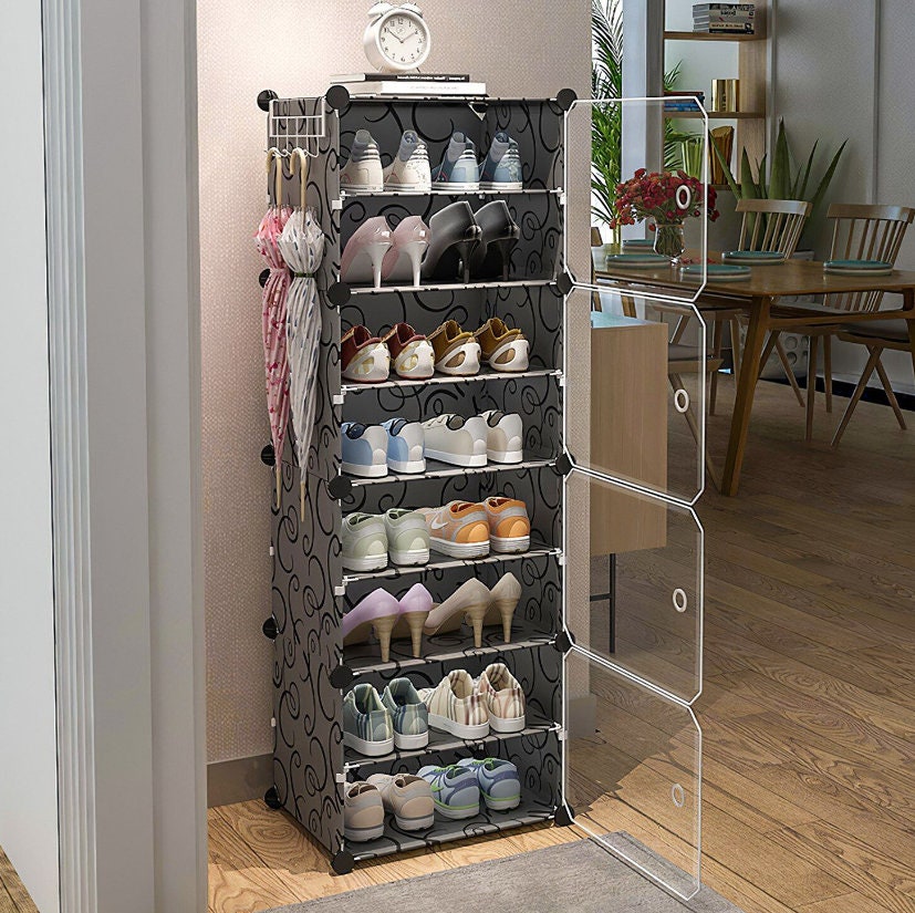 Sneaker Throne Shoe Rack With Lights Sleek Wood Shoe Shelf With Sliding  Doors Premium Shoe Organizers and Shoe Storage for Closets 