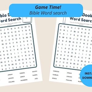 Bible Books Word Search Printable, Fun Puzzle for Bible Study, Perfect Christian Gift for Readers and Families