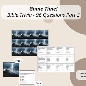 Bible Trivia Cards Set, Fun & Educational Faith Games for Family Nights, Perfect Christian Gifts for Bible Study Lovers