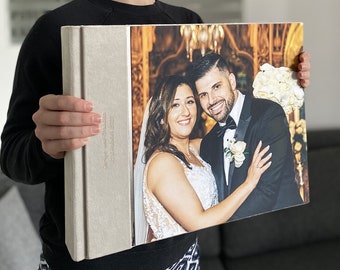 Full Page Printed Panoramic Premium Wedding Photo Album with Personalized Cover 12x12 inch / 30x30cm