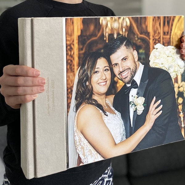 Full Page Printed Panoramic Premium Wedding Photo Album with Personalized Cover 12x12 inch / 30x30cm