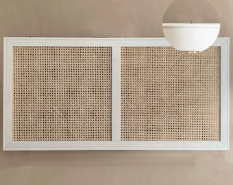 DYI kit Hanging Wood and Rattan Radiator Cover, Scandinavian Design
