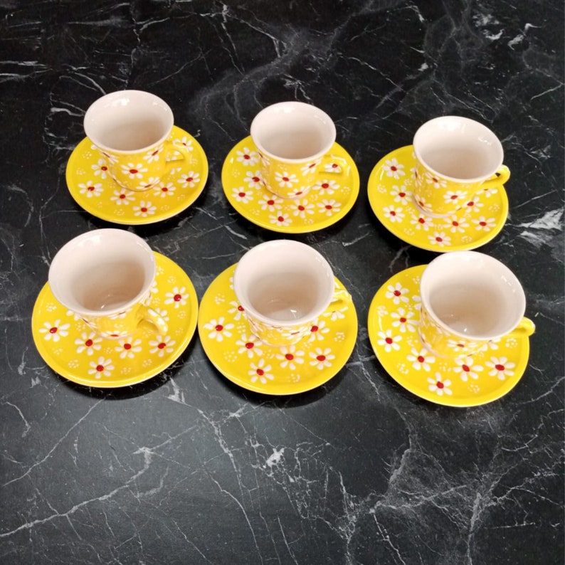Handcrafted Set of 6 Ceramic Coffee Cup, Turkish Coffee Set, Espresso Cup Set, Cappuccino Cup