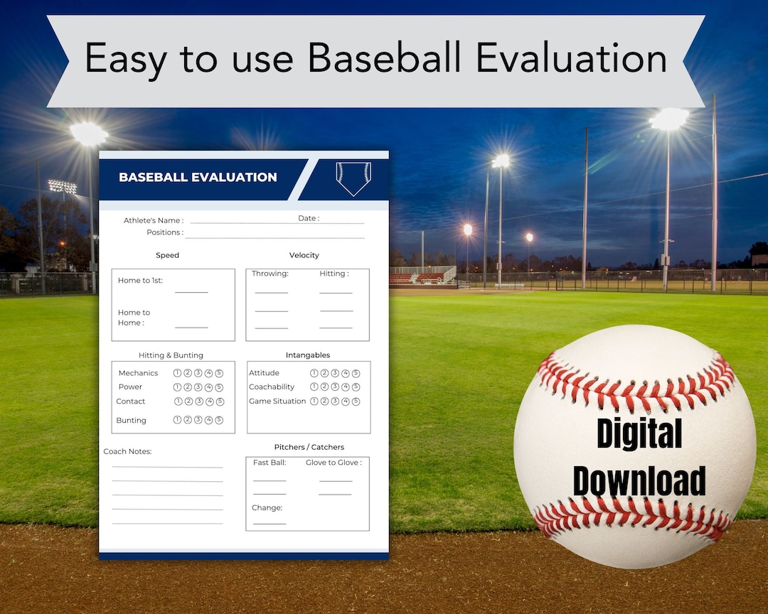 Baseball Evaluation Form Baseball Player (Instant Download) Etsy