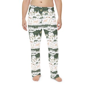 Men&#39;s Forest Animal Pajama Pants, Cozy Lounge Sleepwear