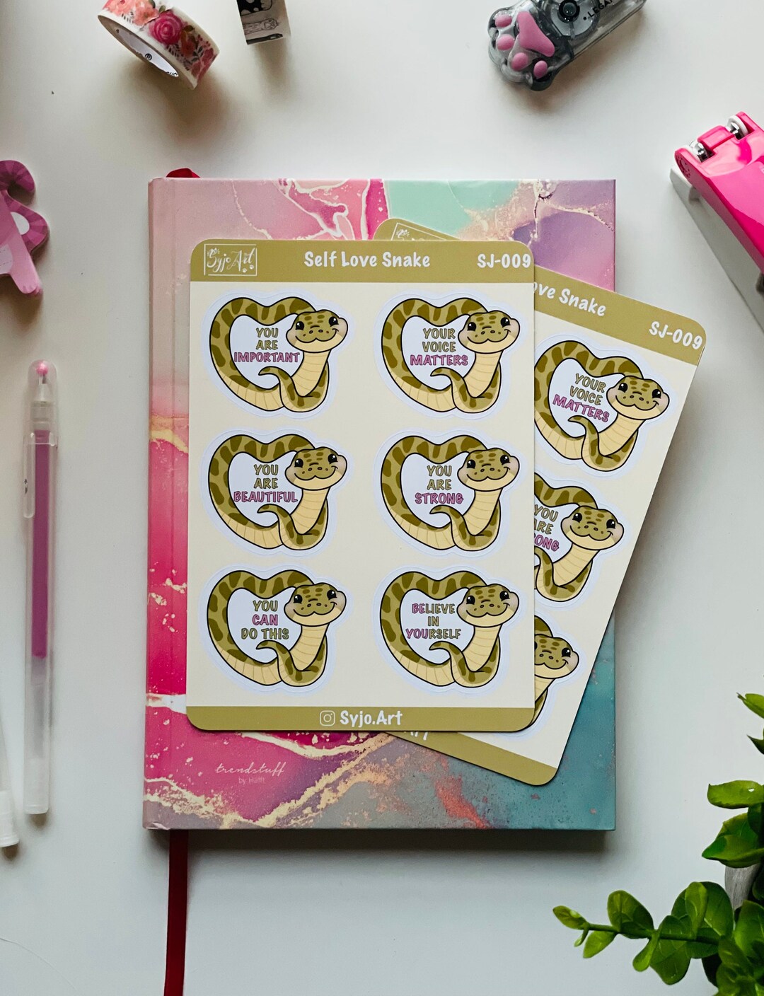 Self Love Snake Sticker Sheet High Quality Vinyl Stickers Cute Animal ...