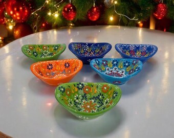 13 cm Gondola Ceramic Bowl, Handmade Mini Bowls, Jam Bowl Models, Breakfast Bowl Model, Handmade Flower Patterned Gondola Bowls