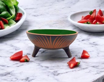 20cm Footed Clay Bowl, Footed Patterned Clay Bowl, Salad Bowl, Cactus Bowl, Chips Bowl, Decorative Bowl, Colorful Bowls, Housewaming Gift