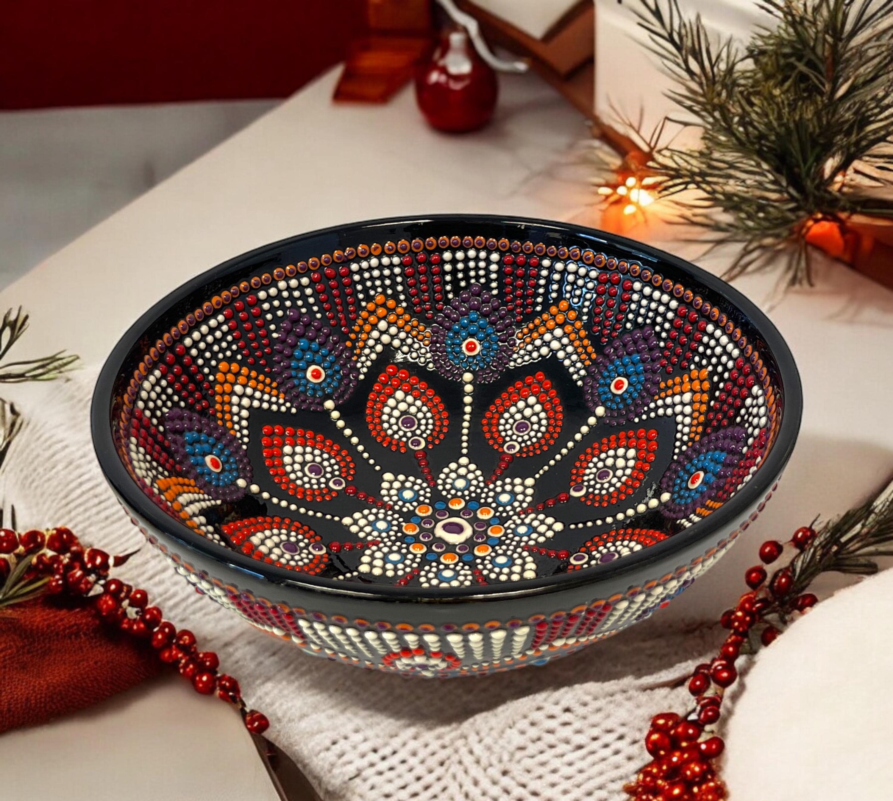 20 cm Mandala Patterned Bowl Model, Handmade Bowl Model, Bowl Model for Special Collection, Bowl for Home Decor,Housewarming Gift