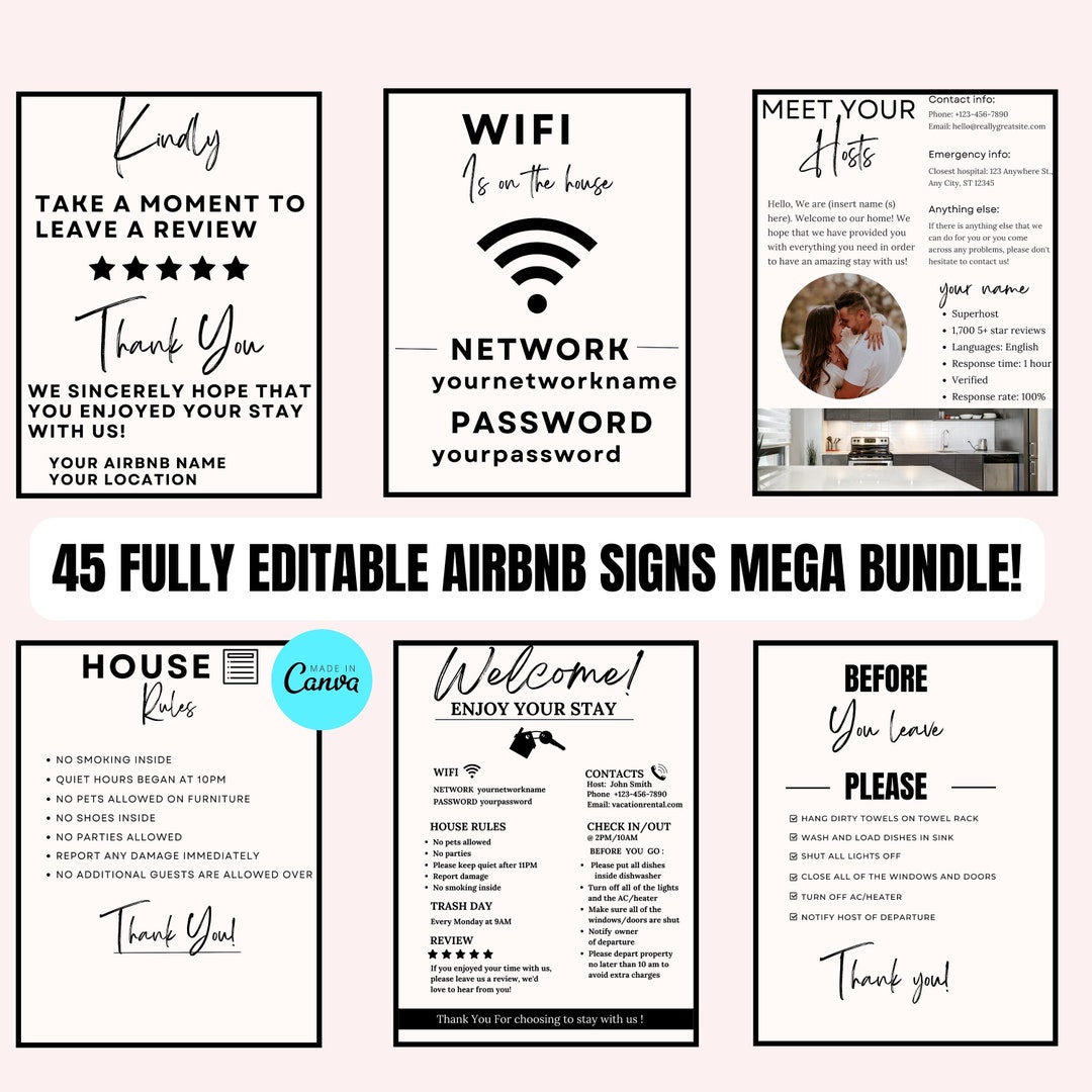 Airbnb Book Template, VRBO Book, Airbnb Guest Book