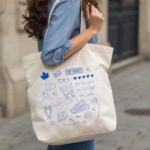 Sac fourre-tout chauffant rivalité - Sac en toile bleu Hockey Romance Doodle - Cadeau livresque série Game Changer - Cadeau sac de lecture Ilya et Shane