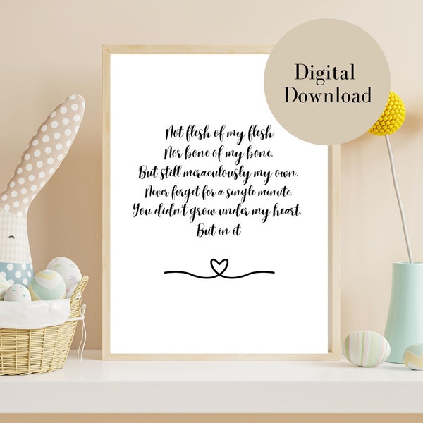 Adoption Creed Poem Printable Wall Art / Shower Gift | Digital Download | Nursery Bedroom Decor | Moving In Present | A4/A5 3 colours incl.