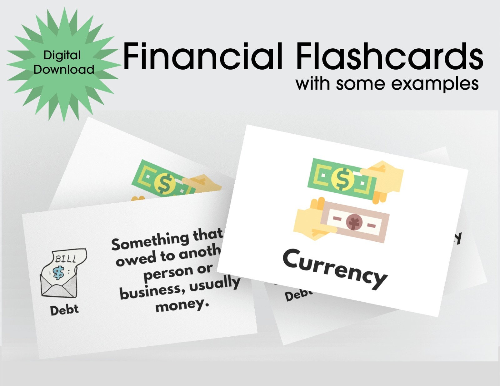 Financial Flash Cards With Some Examples Etsy
