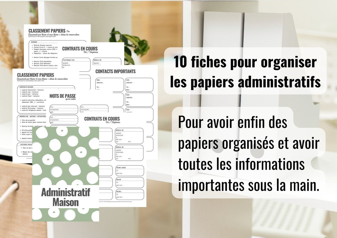 Kit De Fiches Organisation à Imprimer Gratuit Fiches d'organisation, Classeur Maison, Planner maison, Organisation