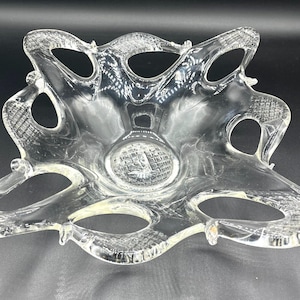 Hand Blown Clear Art Glass Bowl,  Made in Finland 1960s, Mid Century Scandinavian Glass