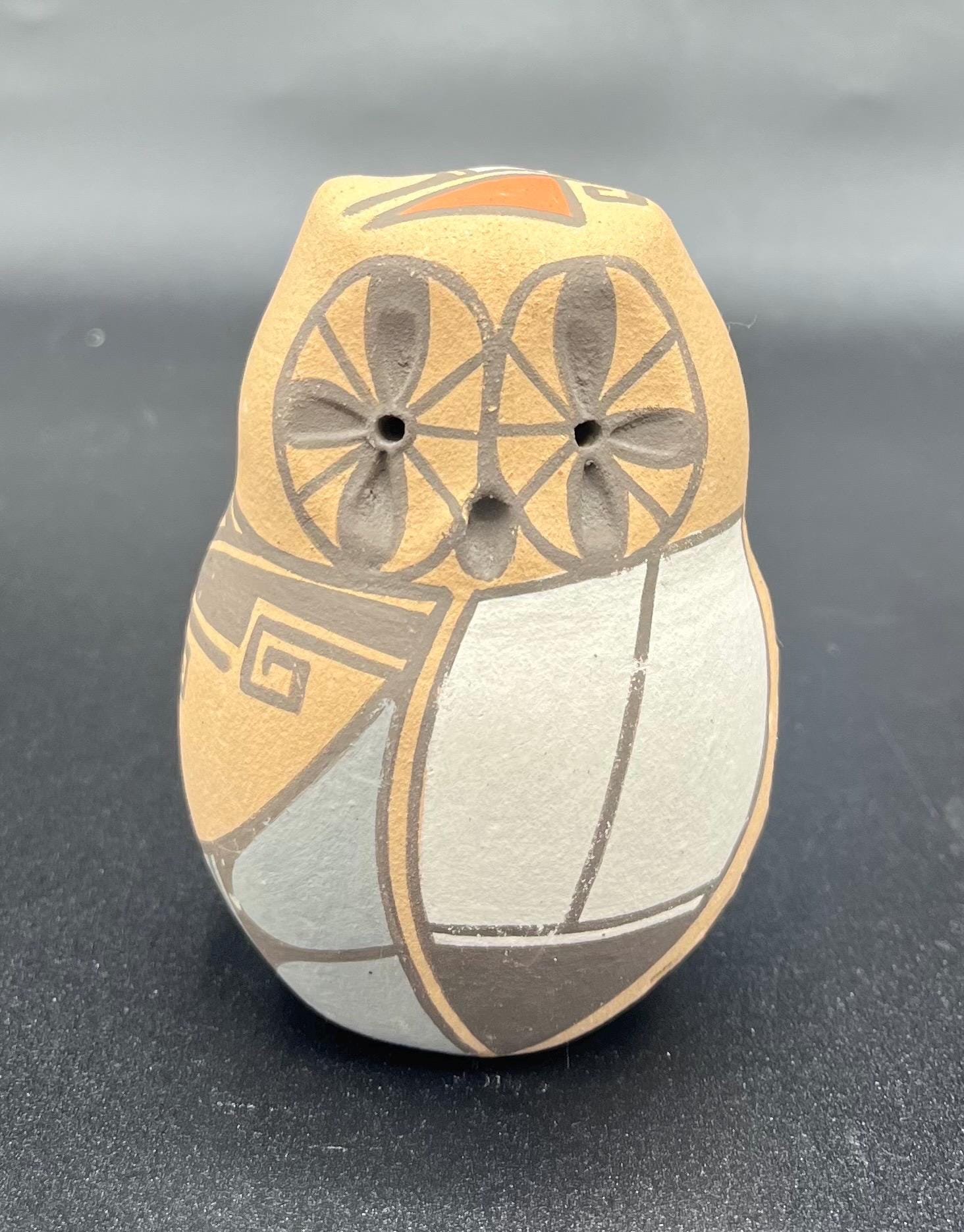 Vintage Pottery Owl Figurine Mary E Toya Jemez Signed