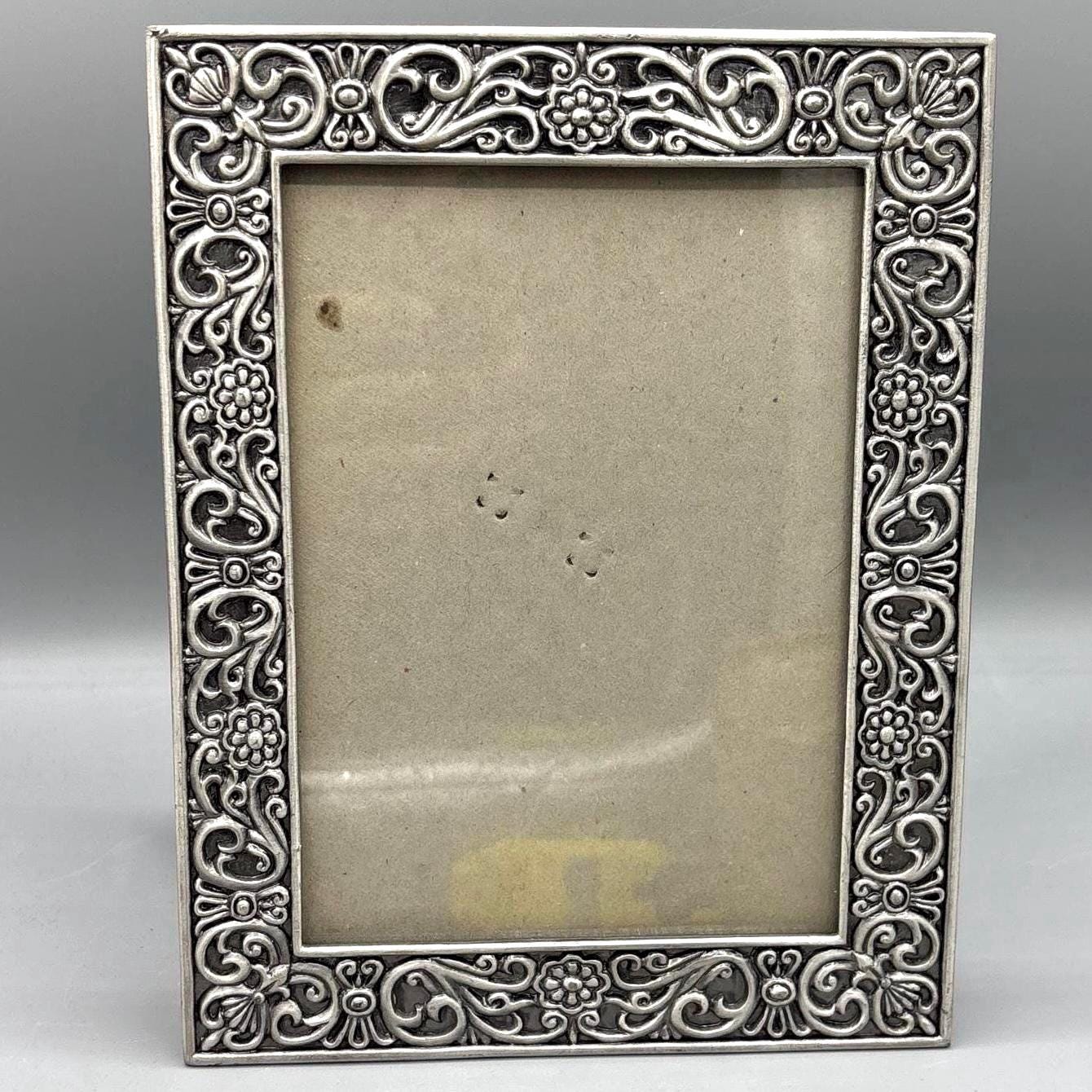 Ashleigh Manor Ornate Art Nouveau Style Pewter Floral Picture 