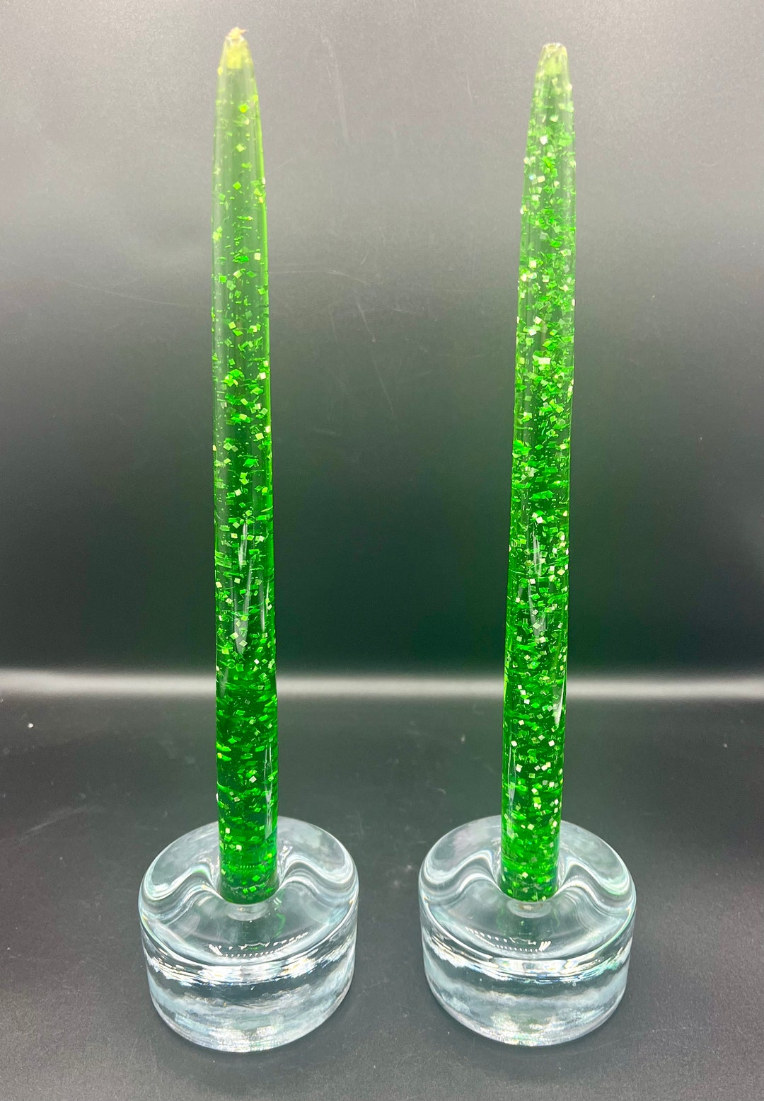 Pair of Vintage Green Lucite Candles Etsy