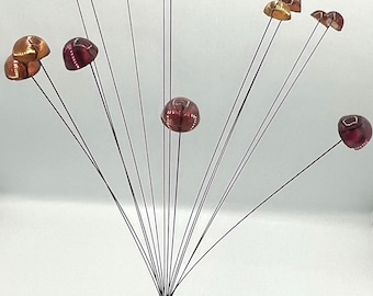 Atomic Lucite Acrylic and Wire Kinetic Sculpture in Purple Orange Amber, Retro Decor