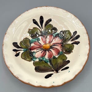 Hand Painted Floral Trinket Dish, Italian Wall Hanging Made in Italy, Redware