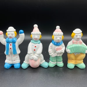 Set of 4 Pastel Clowns Vintage Porcelain