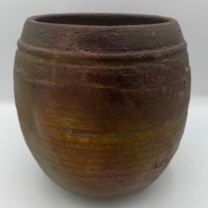 Raku Studio Pottery Planter with Slight Iridescence, Vintage, Signed