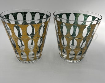 Pair of Culver Pisa Collins Old Fashioned Low Ball Whiskey Rock Glasses