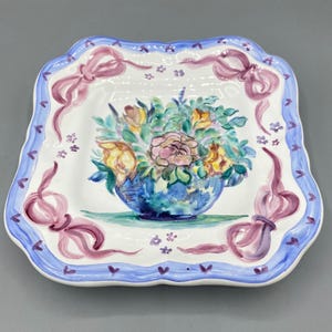 Handpainted Floral Plate Tholance St.Paul, Vintage, 7”, Made in France, French Country, Cottagecore