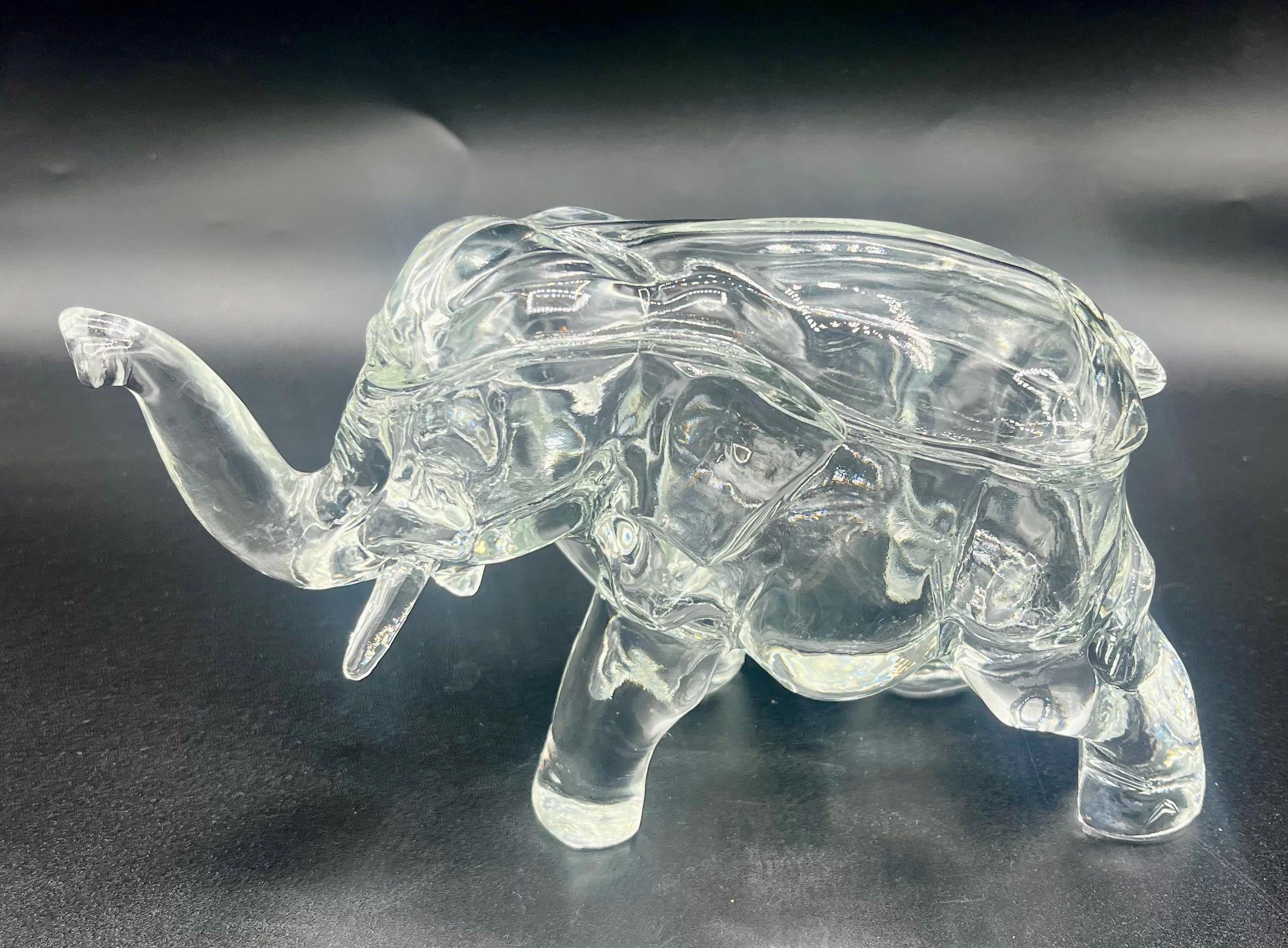 Vintage Tiara Indiana Glass Elephant Lidded Trinket Box - Etsy