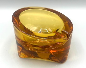 Vintage Viking Glass Amber Tripod Ashtray 7033 Amberina Mid Century MCM
