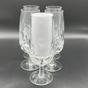 Cut Crystal Champagne Glasses Footed Set of 5